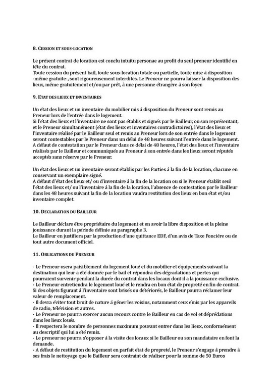 contrat de location page 3